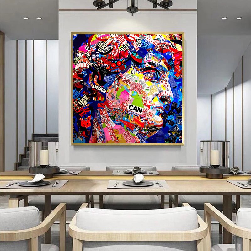 David Head Sculpture Graffiti Canvas Wall Art-MinimalisticDecor.com
