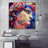 David Head Sculpture Graffiti Canvas Wall Art-MinimalisticDecor.com
