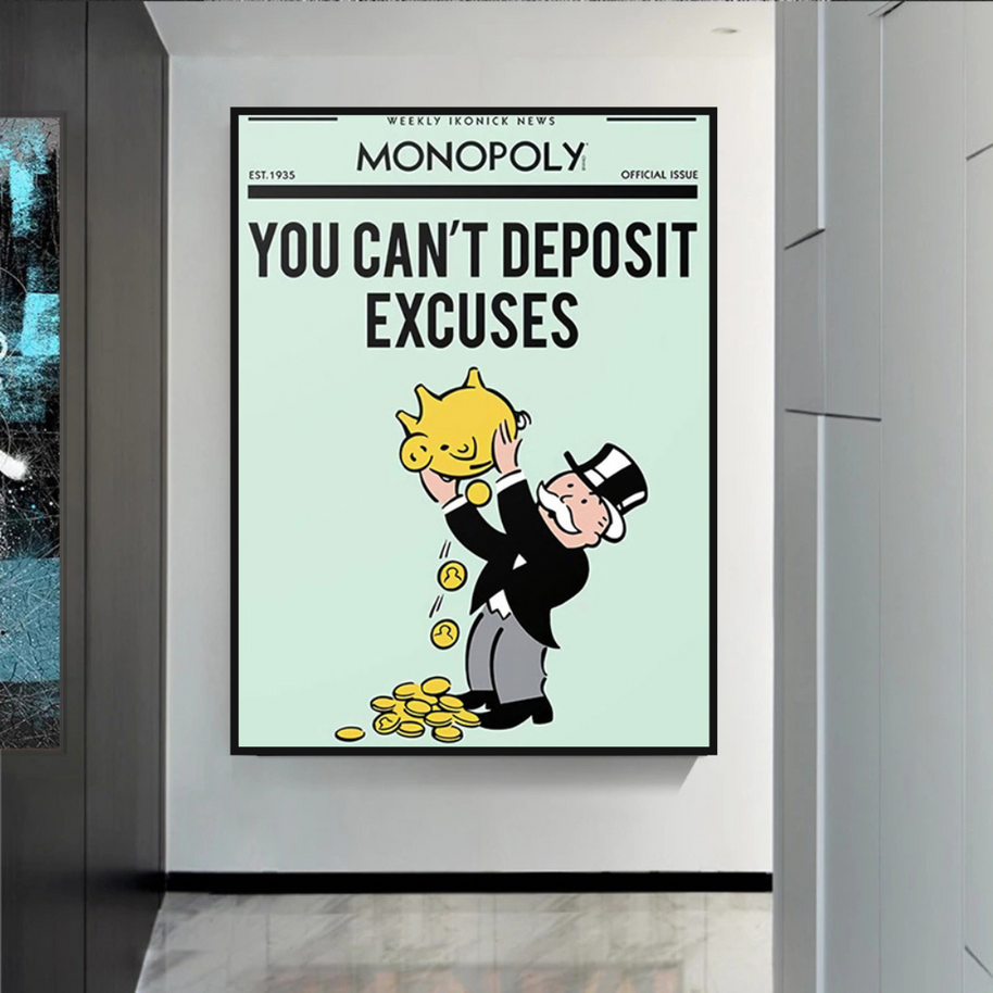 Deposit Excuses: Monopoly Canvas Wall Art-MinimalisticDecor.com