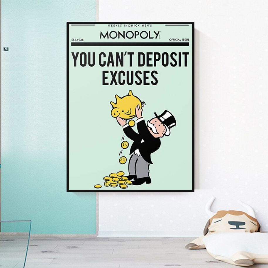Deposit Excuses: Monopoly Canvas Wall Art-MinimalisticDecor.com