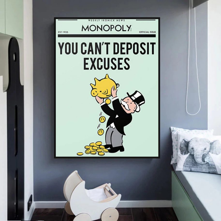 Deposit Excuses: Monopoly Canvas Wall Art-MinimalisticDecor.com