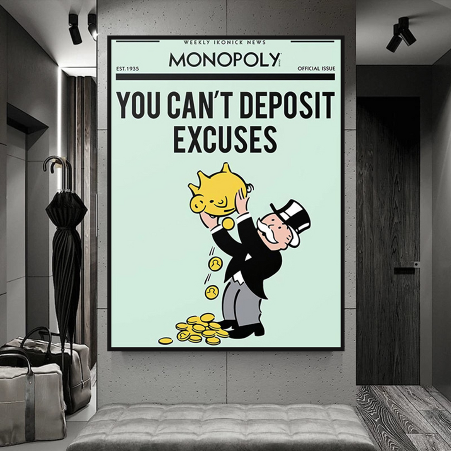 Deposit Excuses: Monopoly Canvas Wall Art-MinimalisticDecor.com