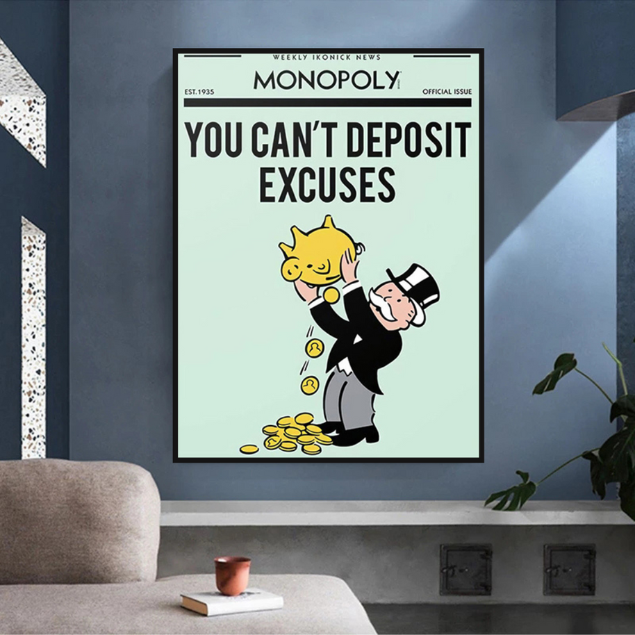 Deposit Excuses: Monopoly Canvas Wall Art-MinimalisticDecor.com