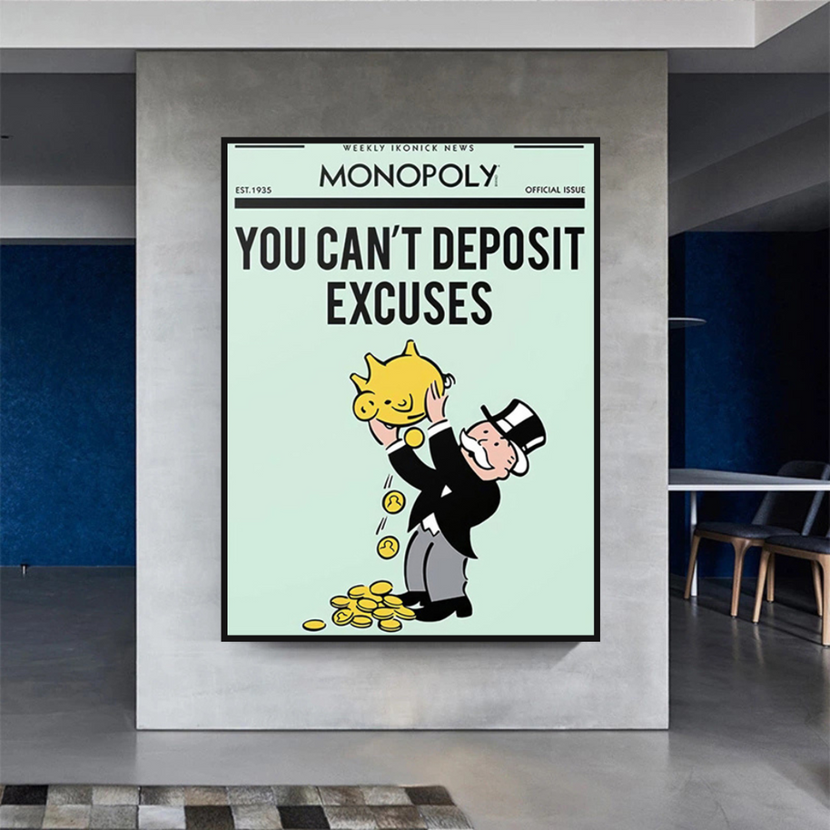 Deposit Excuses: Monopoly Canvas Wall Art-MinimalisticDecor.com