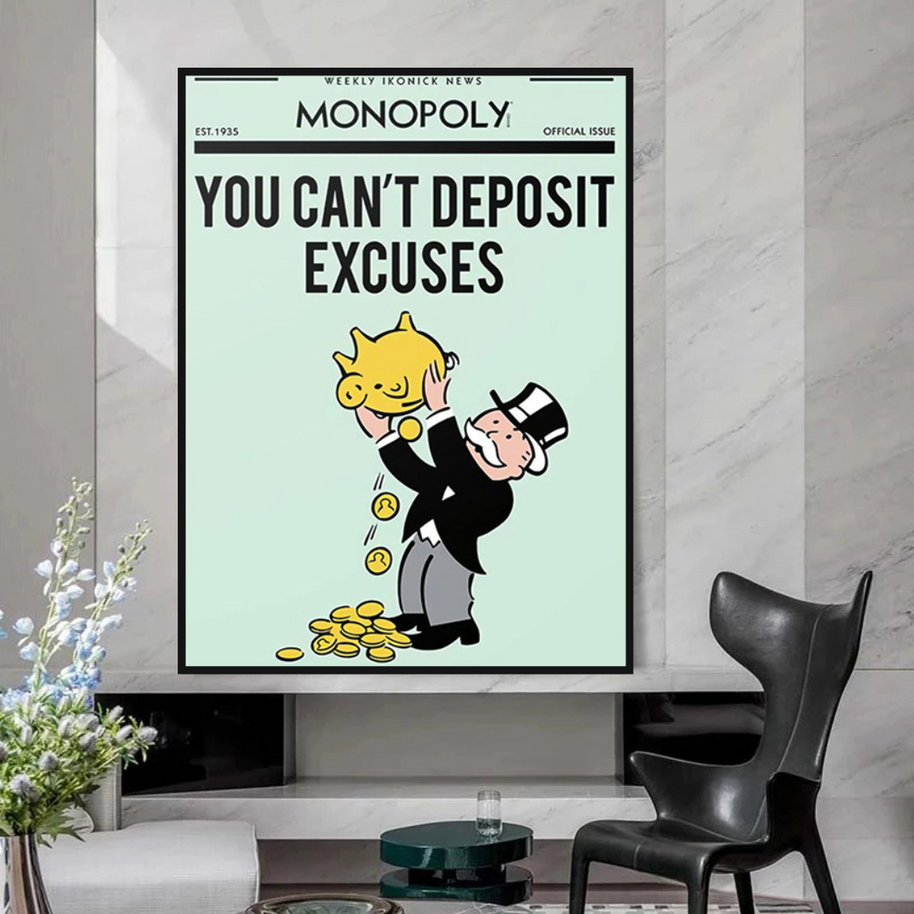 Deposit Excuses: Monopoly Canvas Wall Art-MinimalisticDecor.com