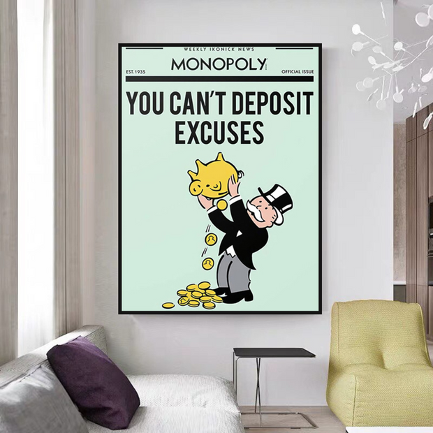 Deposit Excuses: Monopoly Canvas Wall Art-MinimalisticDecor.com