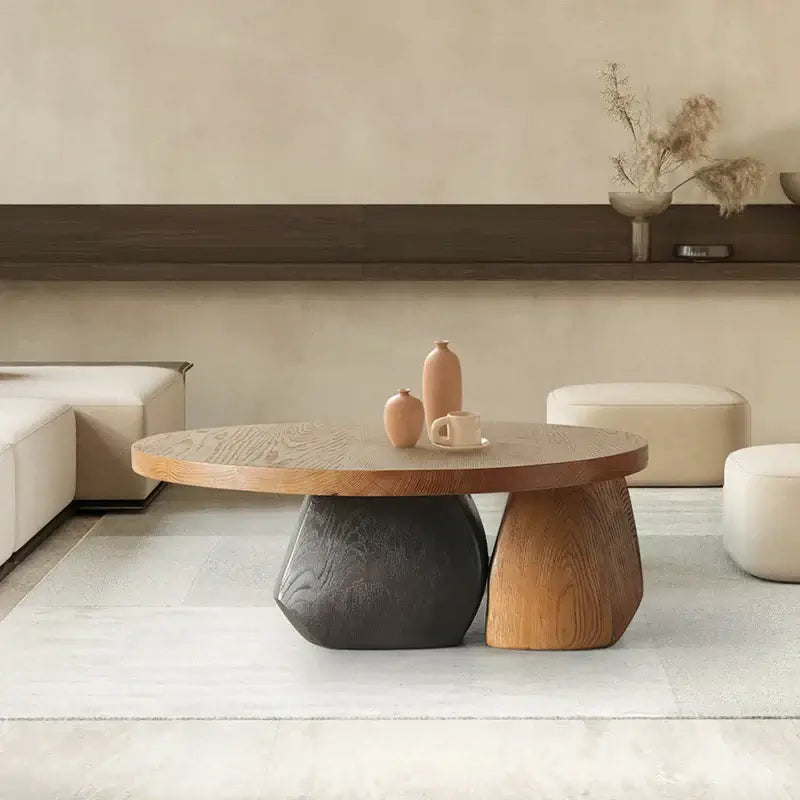 Designer Pebble Wood Log Coffee Table – Organic Veneer Finish-MinimalisticDecor.com