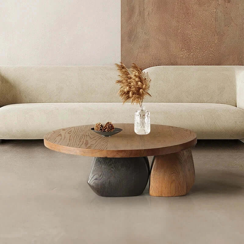 Designer Pebble Wood Log Coffee Table – Organic Veneer Finish-MinimalisticDecor.com