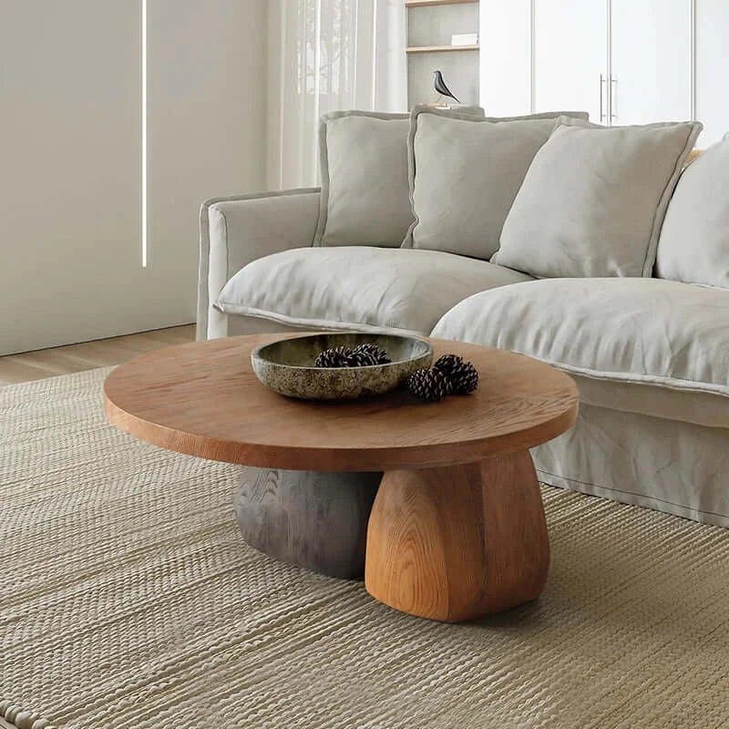 Designer Pebble Wood Log Coffee Table – Organic Veneer Finish-MinimalisticDecor.com