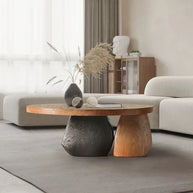 Designer Pebble Wood Log Coffee Table – Organic Veneer Finish-MinimalisticDecor.com