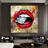 Diamond in Lips Canvas Wall Art-MinimalisticDecor.com