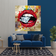 Diamond in Lips Canvas Wall Art-MinimalisticDecor.com