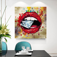 Diamond in Lips Canvas Wall Art-MinimalisticDecor.com