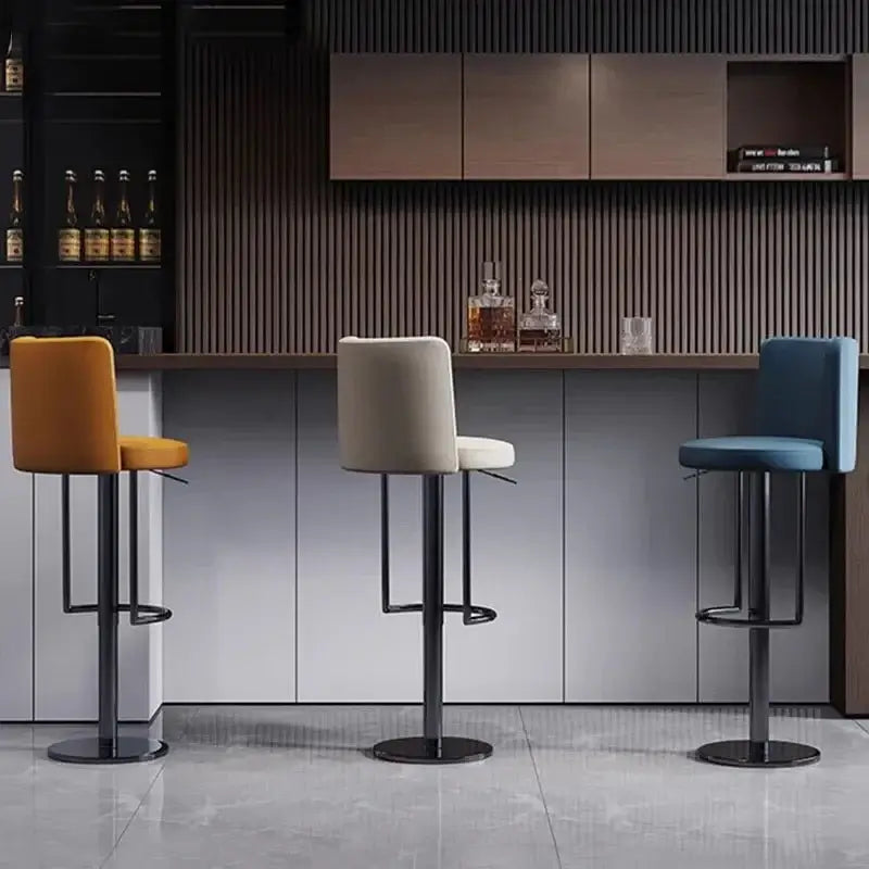 Disk Base Leather Adjustable Bar Stool-MinimalisticDecor.com