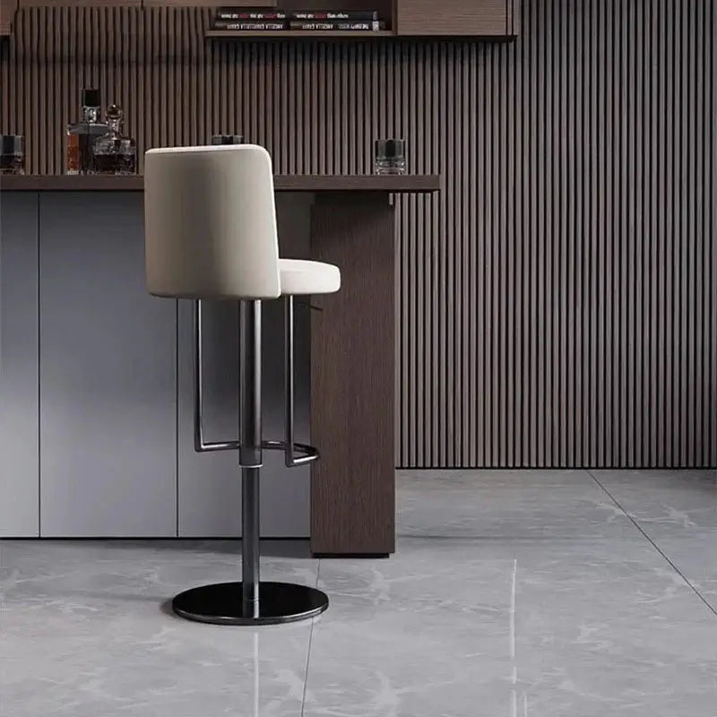 Disk Base Leather Adjustable Bar Stool-MinimalisticDecor.com