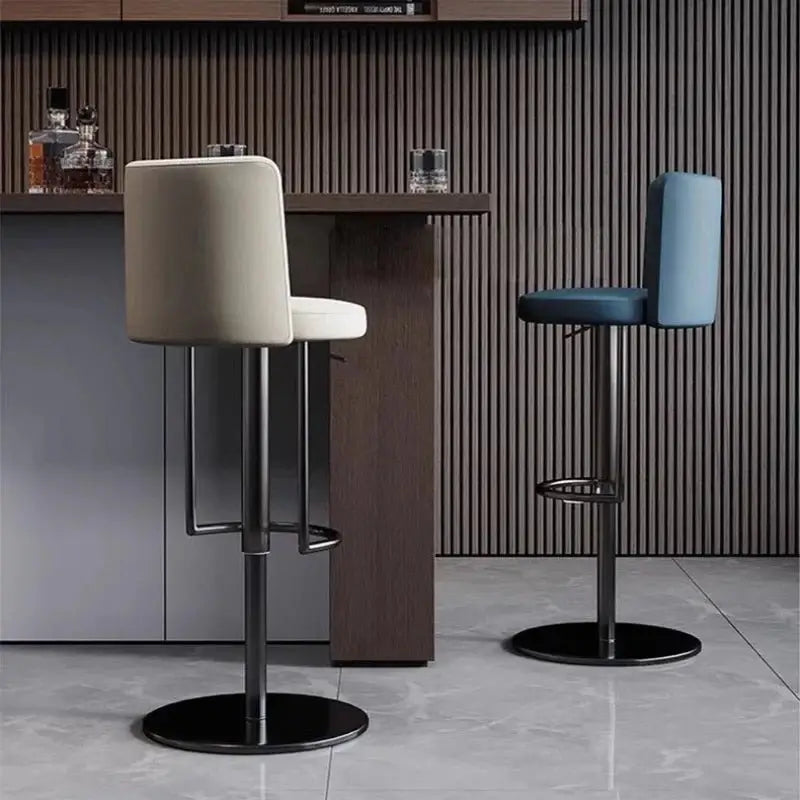 Disk Base Leather Adjustable Bar Stool-MinimalisticDecor.com