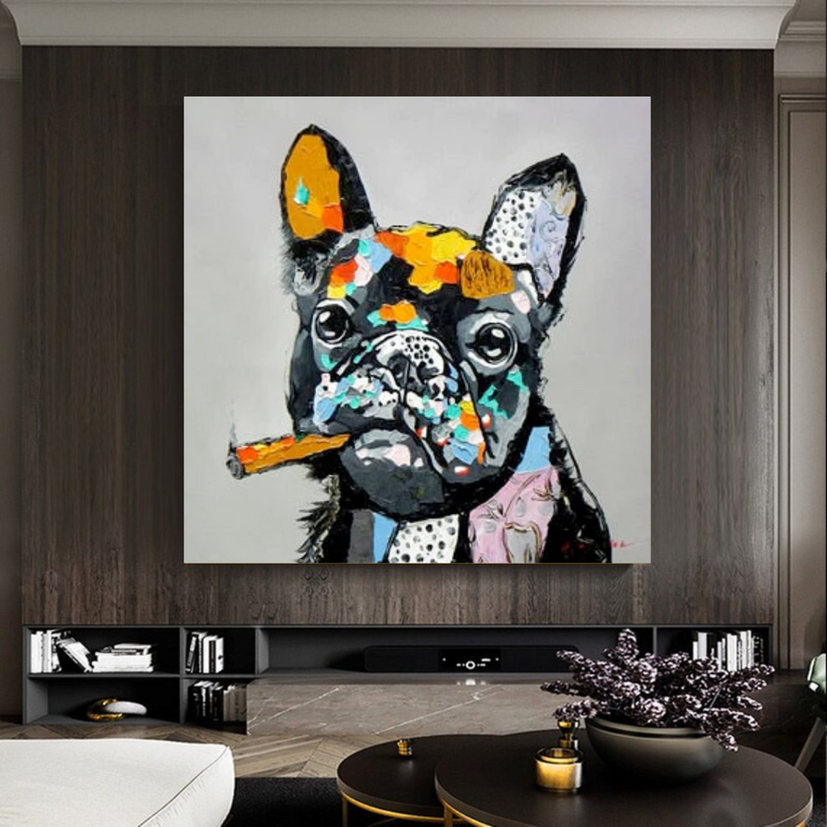 Dog Cheers Smoking Bulldog Canvas Wall Art-MinimalisticDecor.com