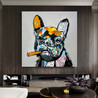 Dog Cheers Smoking Bulldog Canvas Wall Art-MinimalisticDecor.com