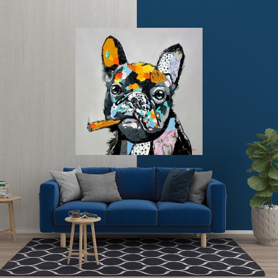 Dog Cheers Smoking Bulldog Canvas Wall Art-MinimalisticDecor.com