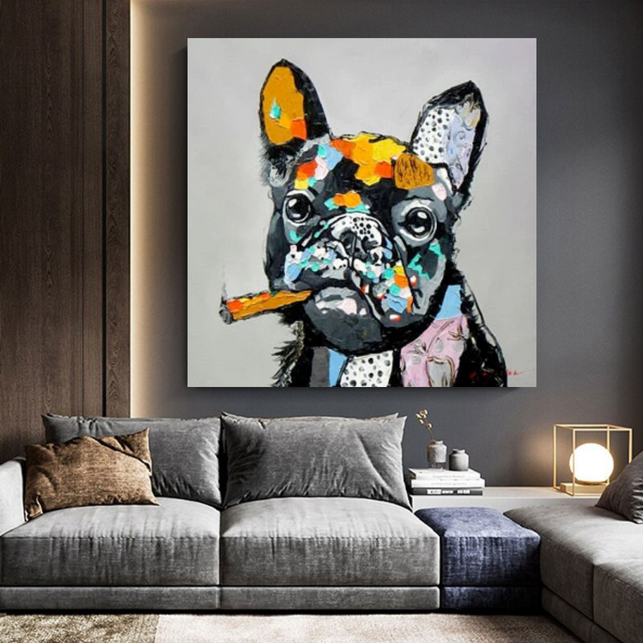 Dog Cheers Smoking Bulldog Canvas Wall Art-MinimalisticDecor.com