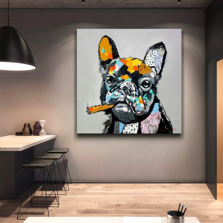 Dog Cheers Smoking Bulldog Canvas Wall Art-MinimalisticDecor.com