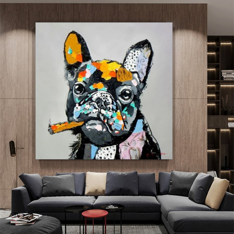 Dog Cheers Smoking Bulldog Canvas Wall Art-MinimalisticDecor.com