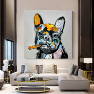 Dog Cheers Smoking Bulldog Canvas Wall Art-MinimalisticDecor.com