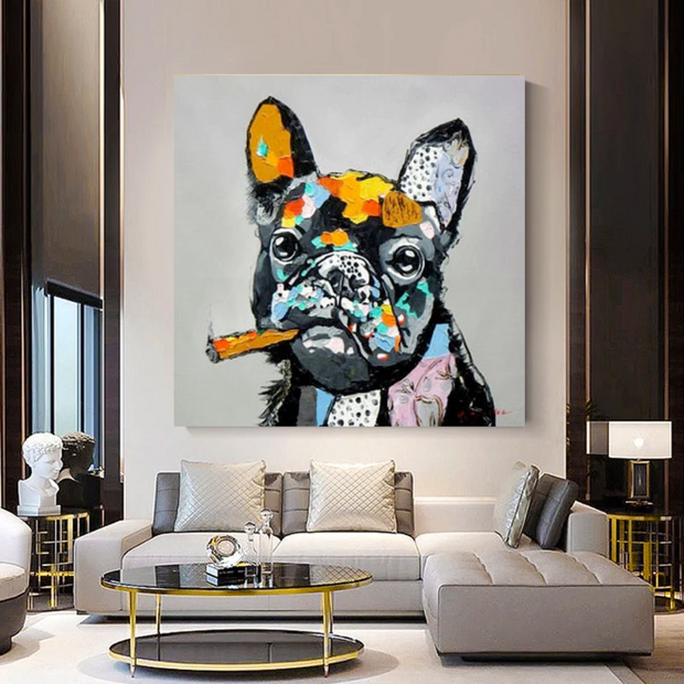 Dog Cheers Smoking Bulldog Canvas Wall Art-MinimalisticDecor.com
