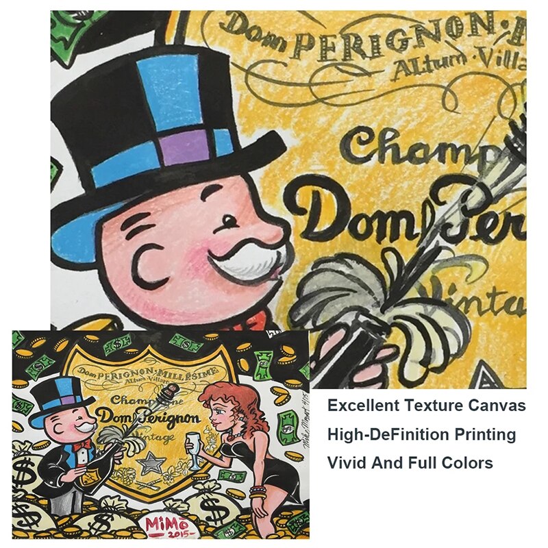Dom Perignon: Mr Monopoly Canvas Wall Art-MinimalisticDecor.com