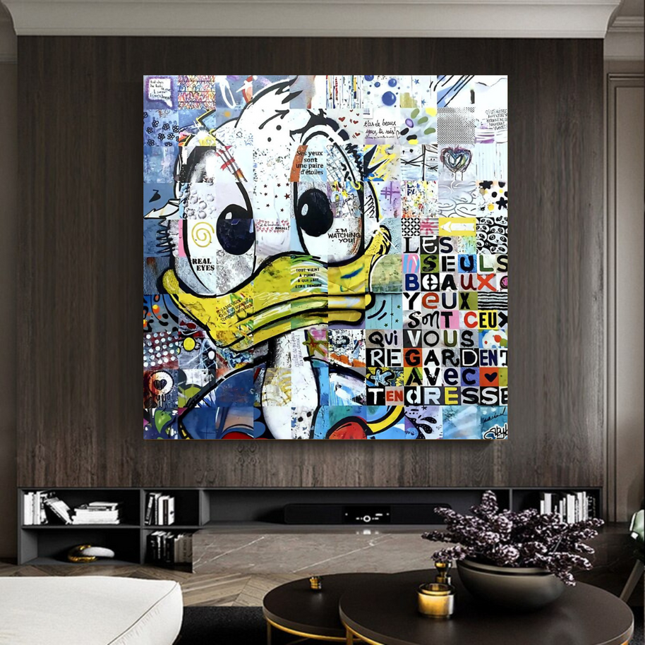 Donald Duck Canvas Wall Art with Tenderness Quote - The Only Beautiful Eyes-MinimalisticDecor.com