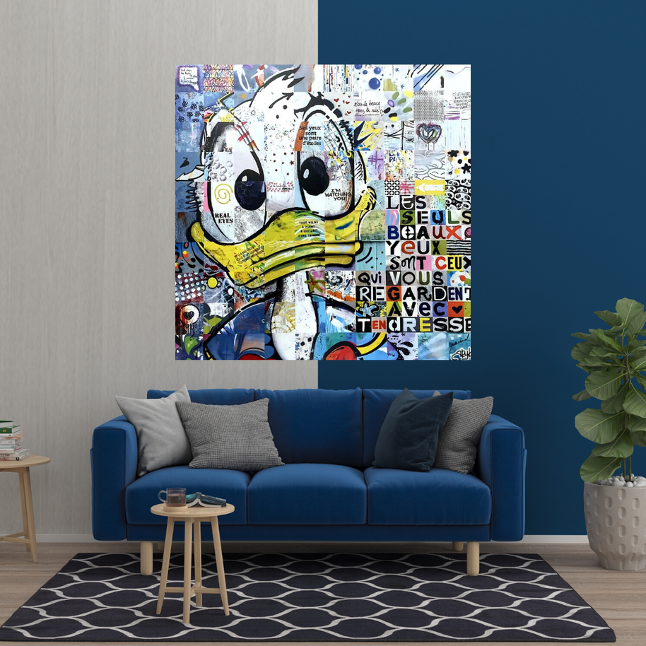 Donald Duck Canvas Wall Art with Tenderness Quote - The Only Beautiful Eyes-MinimalisticDecor.com