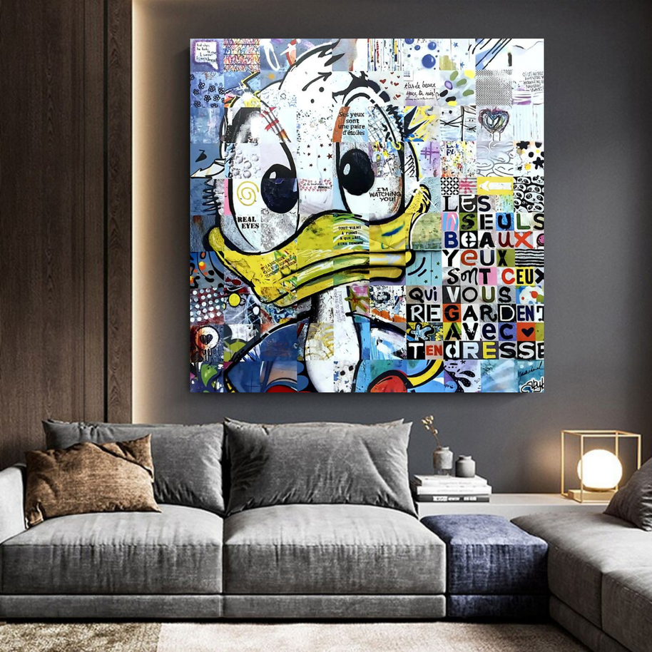Donald Duck Canvas Wall Art with Tenderness Quote - The Only Beautiful Eyes-MinimalisticDecor.com