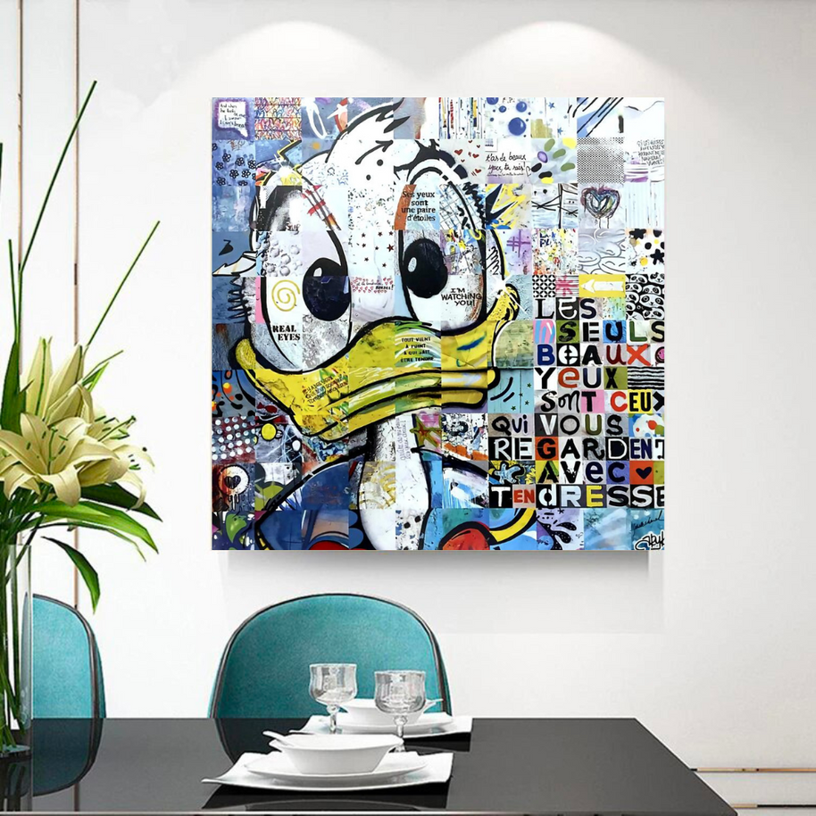 Donald Duck Canvas Wall Art with Tenderness Quote - The Only Beautiful Eyes-MinimalisticDecor.com
