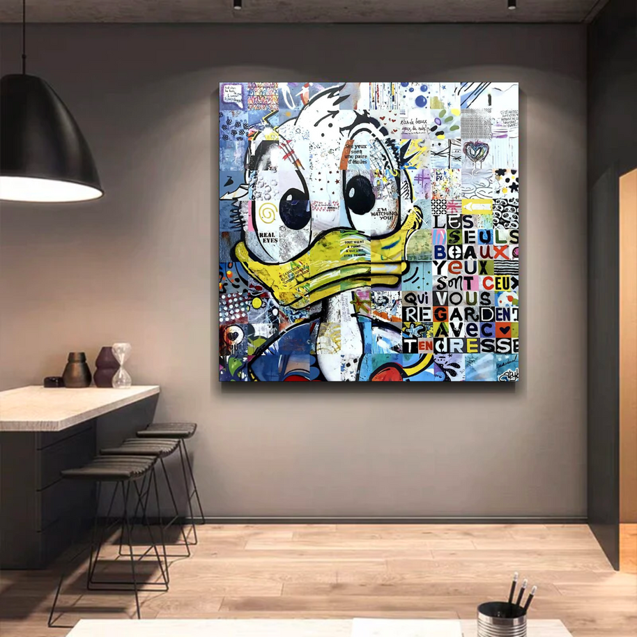 Donald Duck Canvas Wall Art with Tenderness Quote - The Only Beautiful Eyes-MinimalisticDecor.com