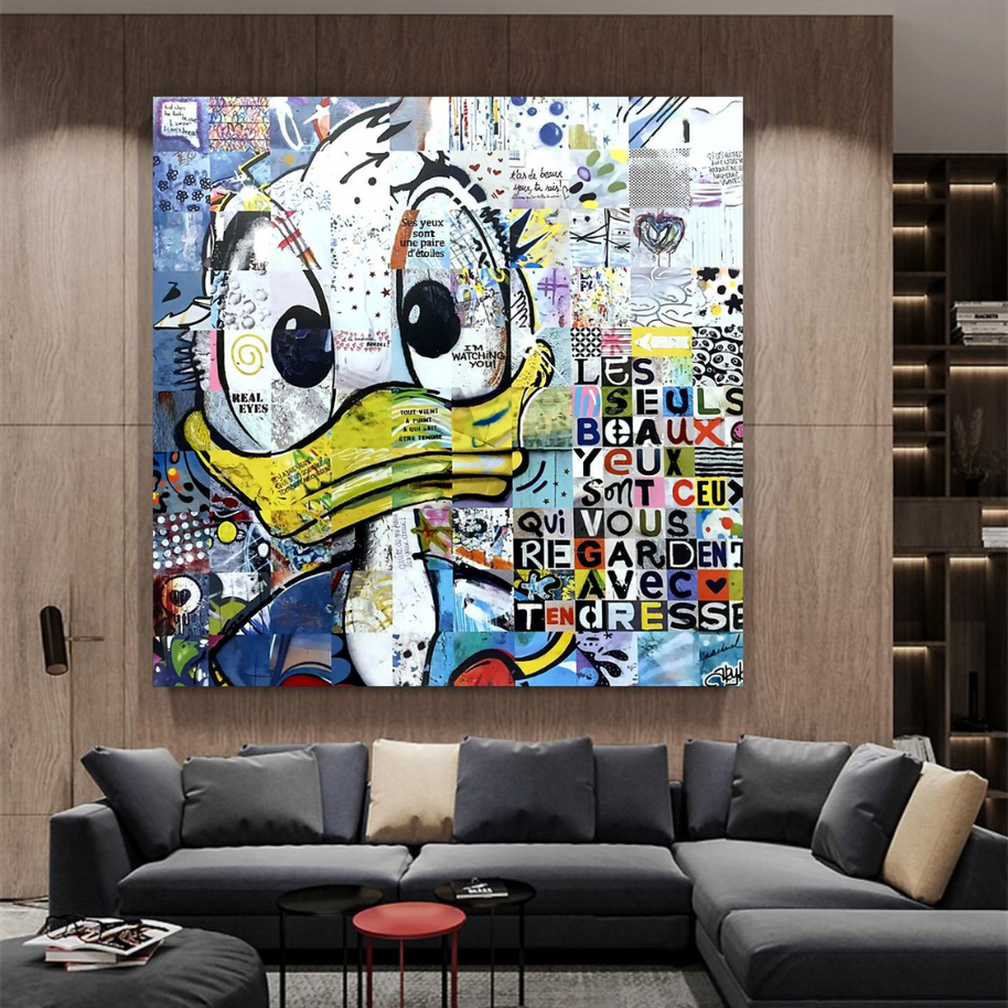 Donald Duck Canvas Wall Art with Tenderness Quote - The Only Beautiful Eyes-MinimalisticDecor.com