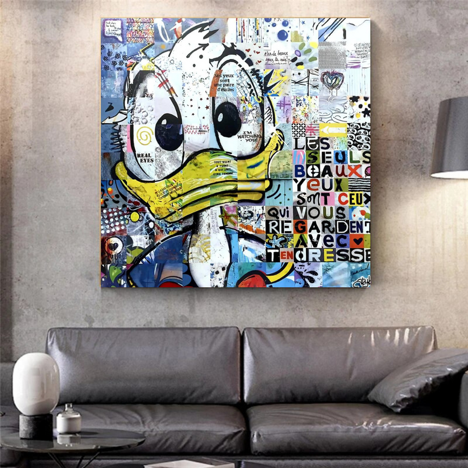 Donald Duck Canvas Wall Art with Tenderness Quote - The Only Beautiful Eyes-MinimalisticDecor.com