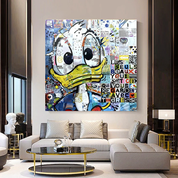 Donald Duck Canvas Wall Art with Tenderness Quote - The Only Beautiful Eyes-MinimalisticDecor.com
