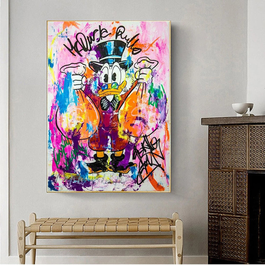 Donald Duck Rich Money Canvas Wall Art-MinimalisticDecor.com