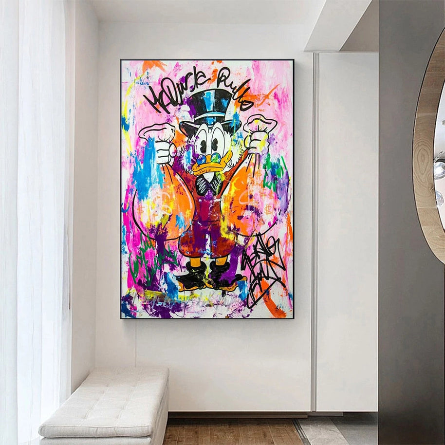 Donald Duck Rich Money Canvas Wall Art-MinimalisticDecor.com