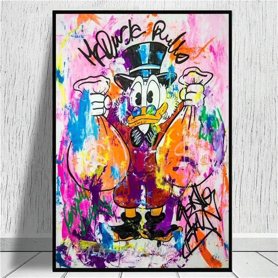 Donald Duck Rich Money Canvas Wall Art-MinimalisticDecor.com