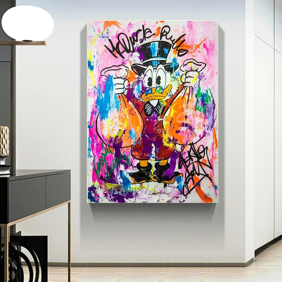Donald Duck Rich Money Canvas Wall Art-MinimalisticDecor.com