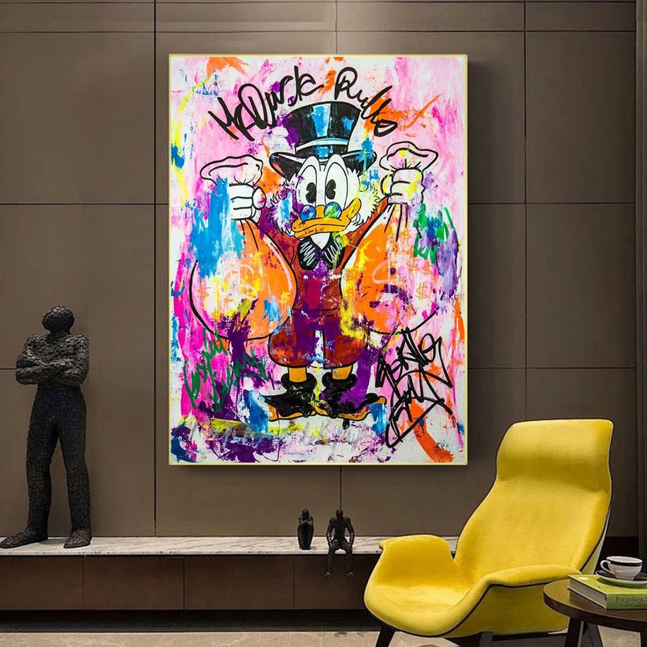Donald Duck Rich Money Canvas Wall Art-MinimalisticDecor.com