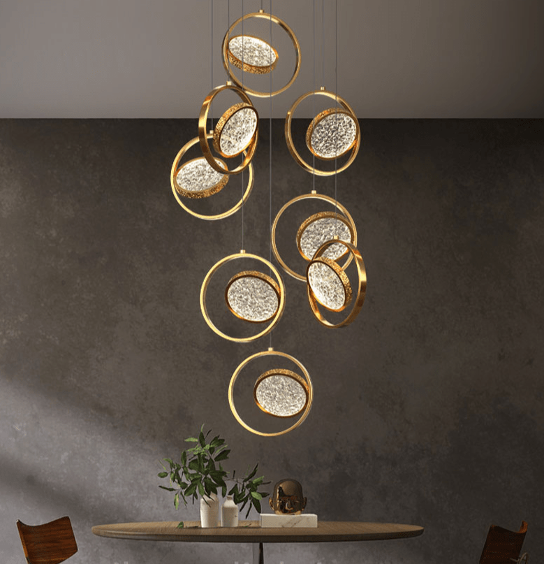 Double Rings Staircase Chandelier: Luxury Lighting Fixture-MinimalisticDecor.com