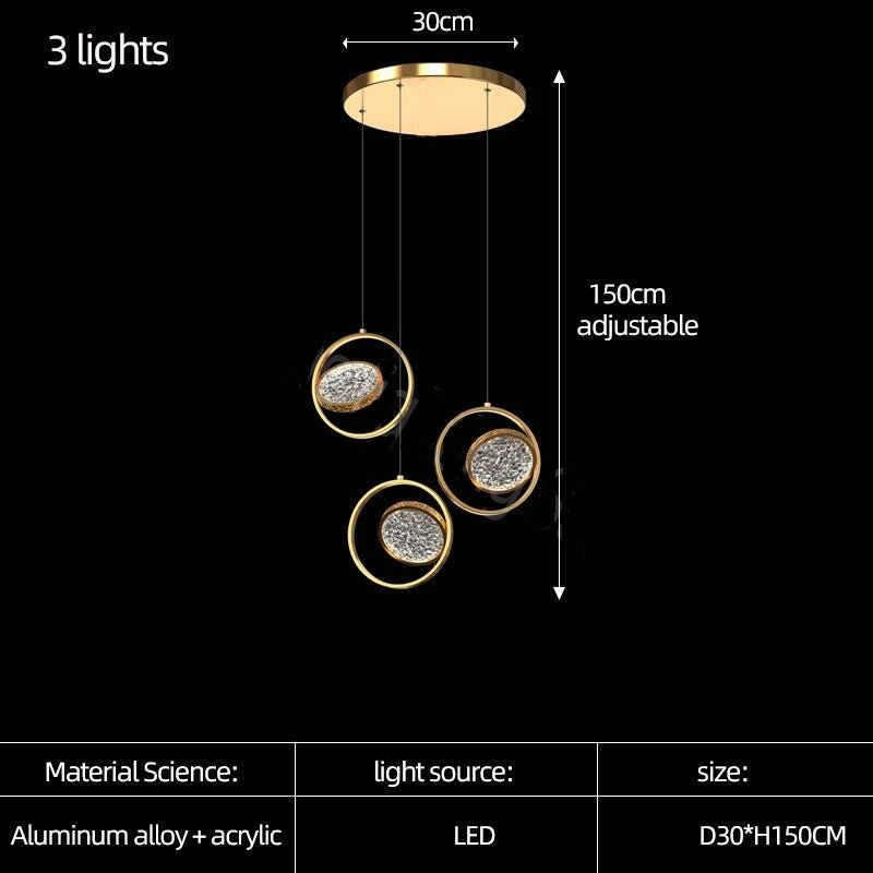 Double Rings Staircase Chandelier: Luxury Lighting Fixture-MinimalisticDecor.com