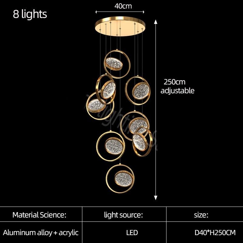 Double Rings Staircase Chandelier: Luxury Lighting Fixture-MinimalisticDecor.com