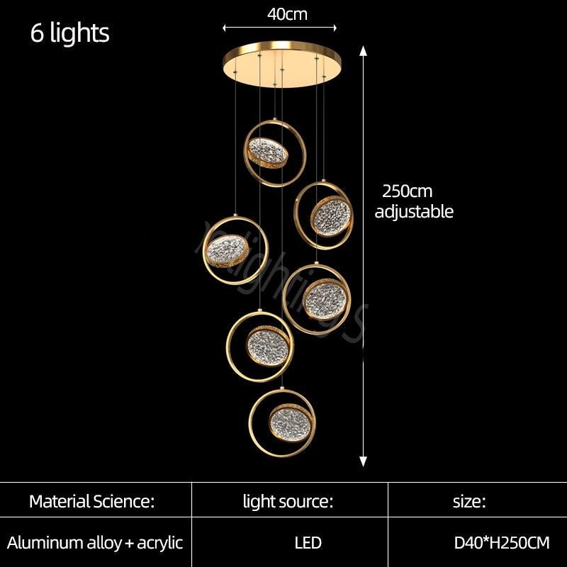 Double Rings Staircase Chandelier: Luxury Lighting Fixture-MinimalisticDecor.com