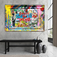 Dream Big Banksy Canvas Wall Art - Inspirational Graffiti Gift-MinimalisticDecor.com