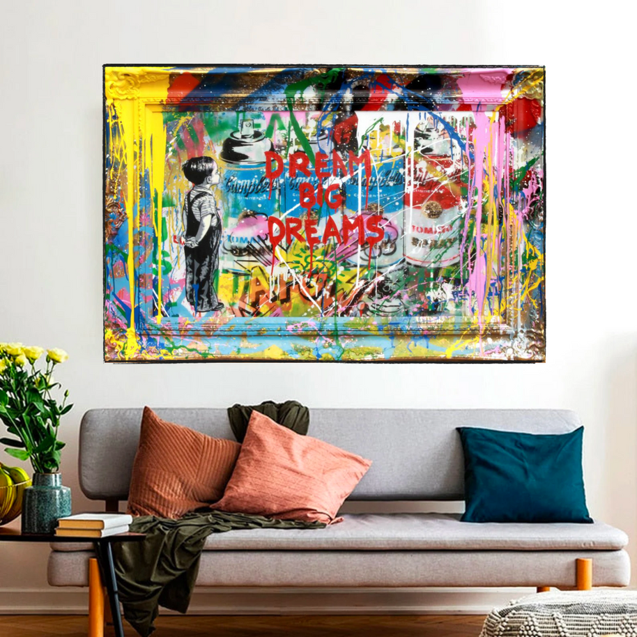 Dream Big Banksy Canvas Wall Art - Inspirational Graffiti Gift-MinimalisticDecor.com