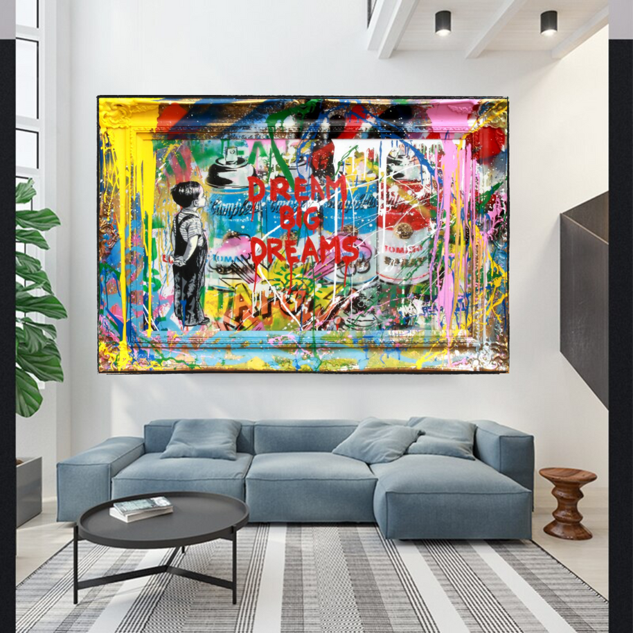 Dream Big Banksy Canvas Wall Art - Inspirational Graffiti Gift-MinimalisticDecor.com