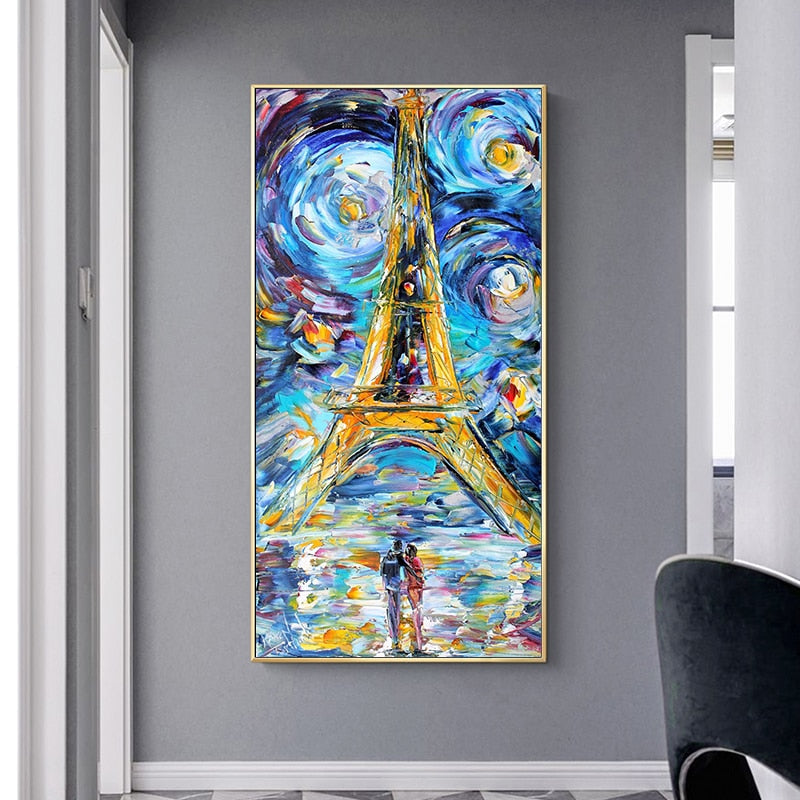 Eiffel Tower Of Paris Night Canvas Wall Art-MinimalisticDecor.com